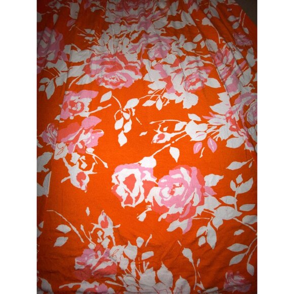 Lands End Floral Short Sleeve Dress Small Orange Pink Flattering Fit Lightweight - Picture 5 of 7